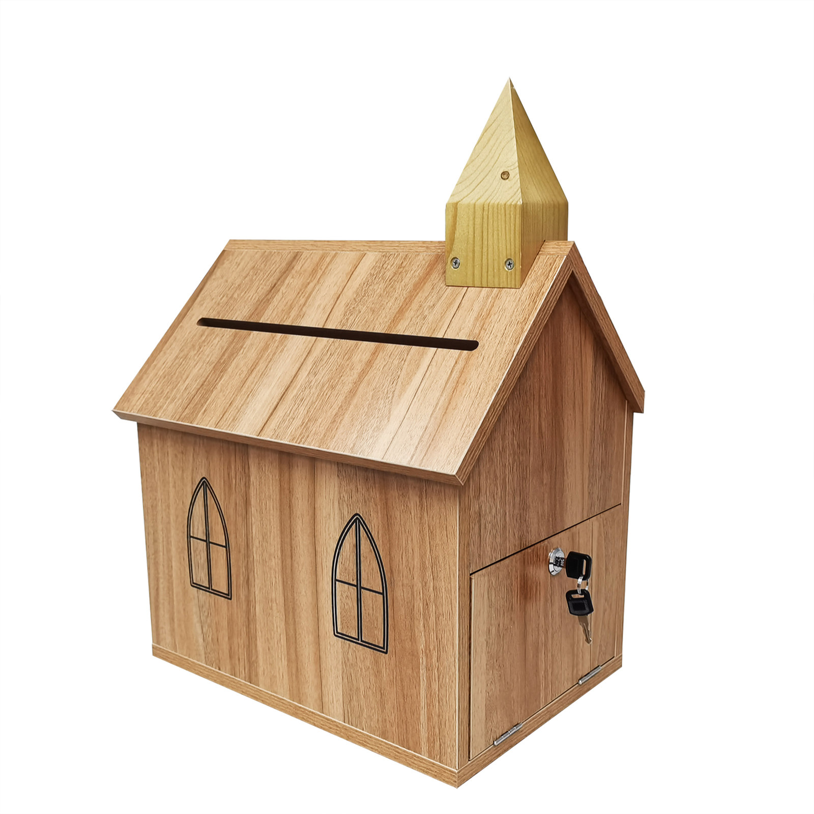 Wood Tithes Offering Donation Box Christian Cross, Church Collection 14.5X10X20" gallery