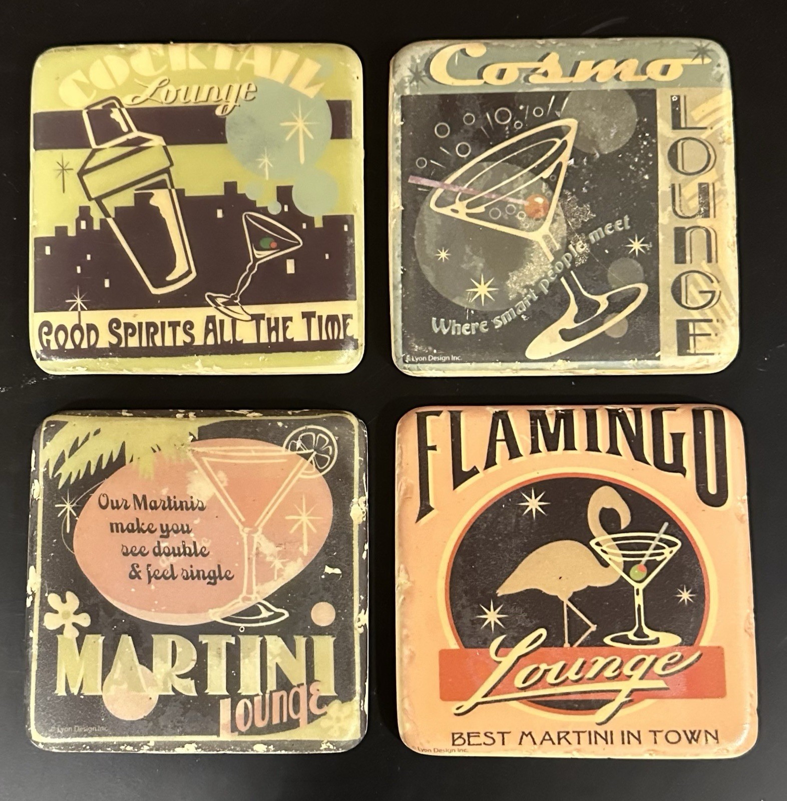 Fun Retro Cocktail Lounge Drink Coasters (4) Stone-Like with Cork Bottom gallery