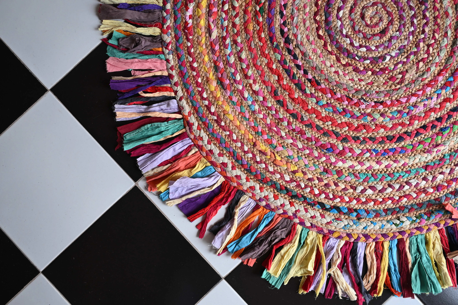 Rugmoda Jute Multicolor Braided 4x4 ft Round Living Room Area Rug Bohemian Decor gallery
