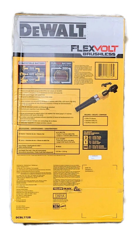 DEWALT DCBL772B FLEXVOLT 60V MAX 125-MPH Li-Ion Cordless Axial Blower TOOL ONLY gallery