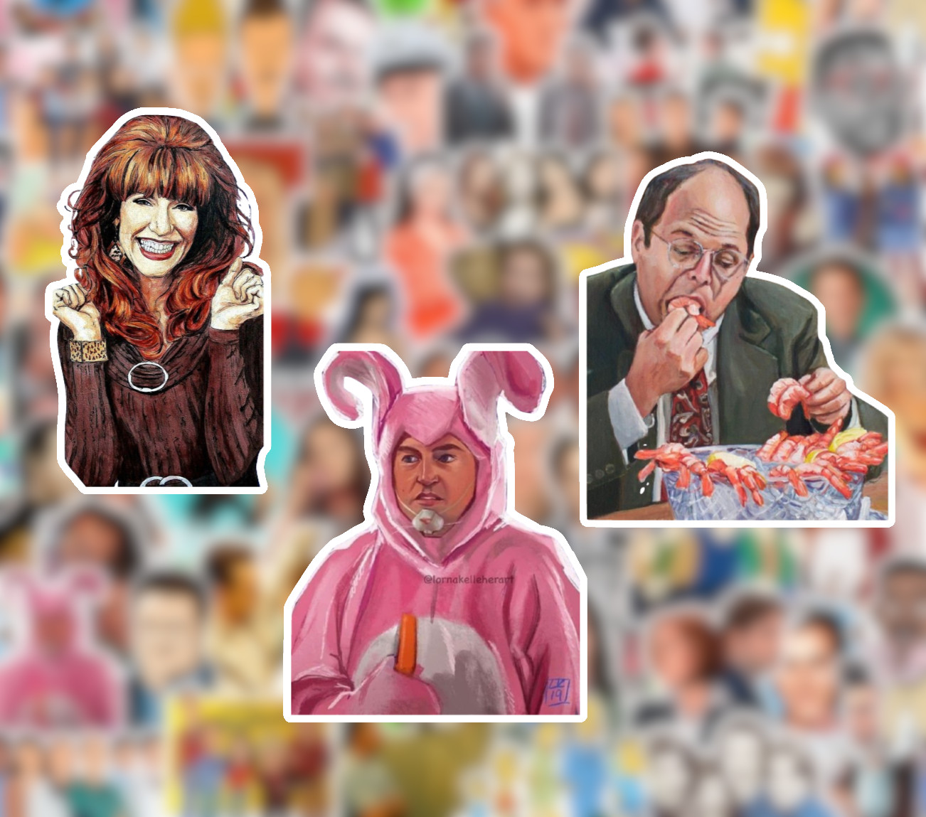 25/50 90's TV Show Sticker Pack-Matte Vinyl- Friends Seinfeld Simpsons gallery