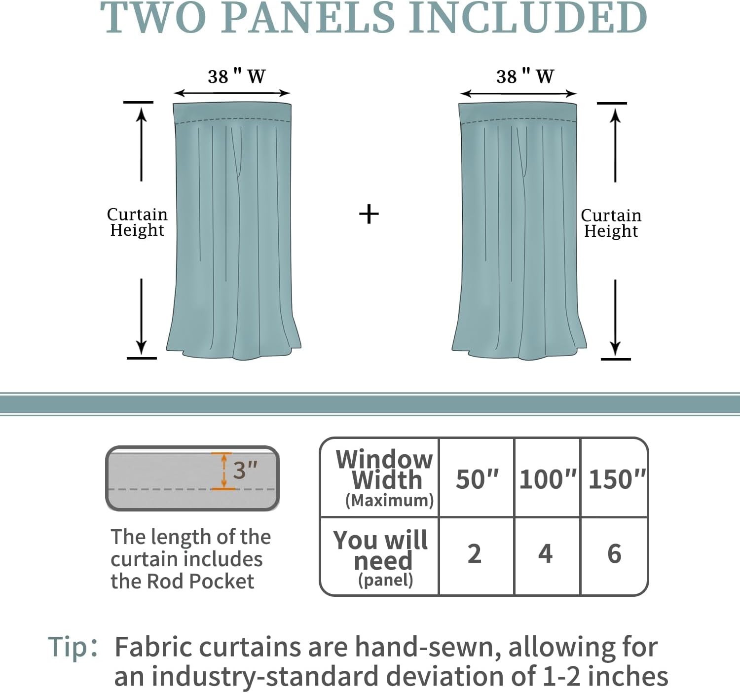 Blackout Curtains 48 Inches Long for Windows - 38"W x 48"L (Pack of 2) Brown gallery