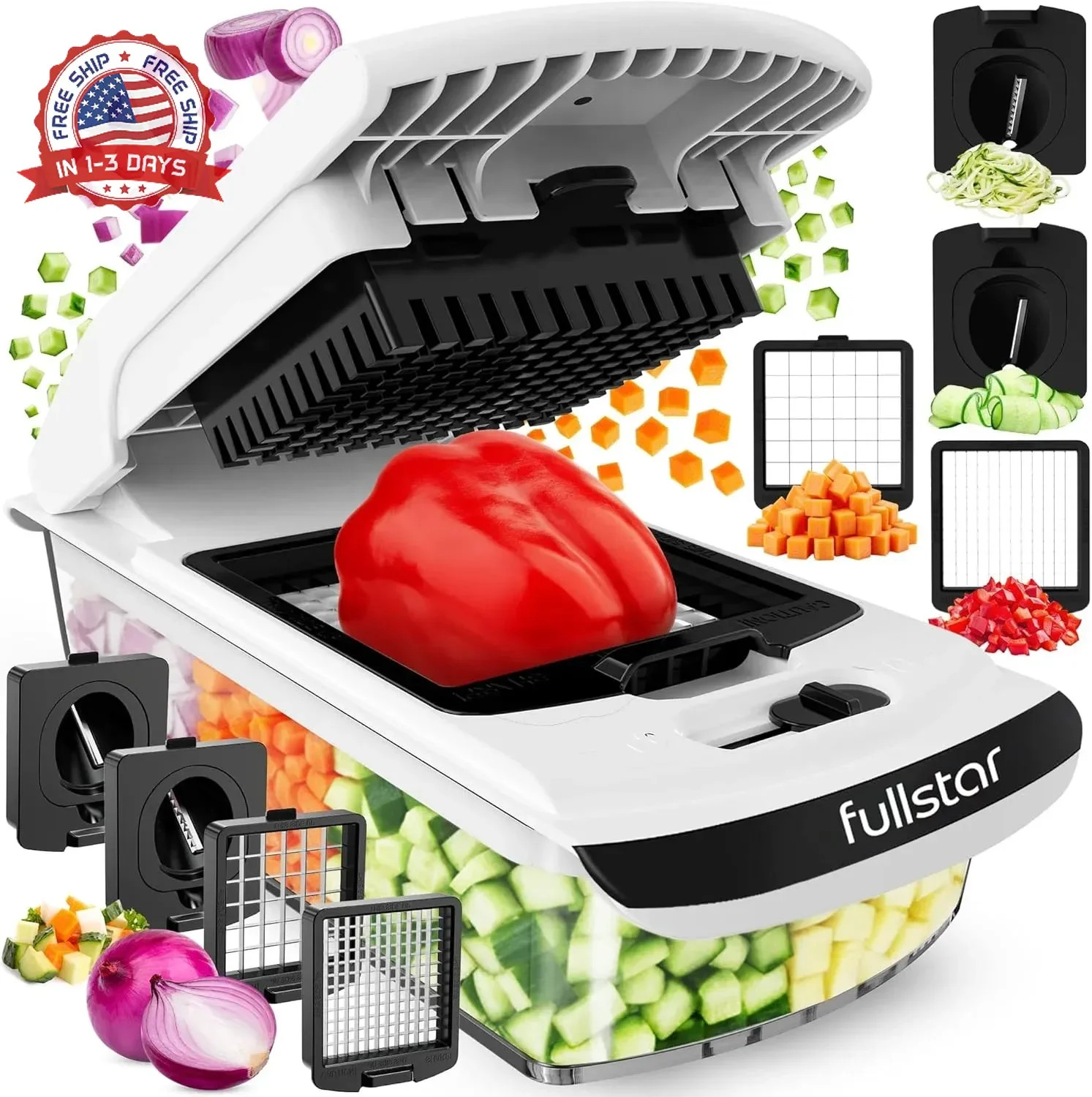Fullstar The Original Pro Chopper - Vegetable Chopper and Spiralizer, Food Chopp gallery