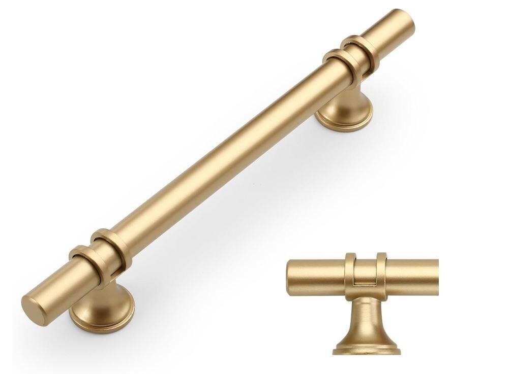 Amerdeco 10 Pack Matte Gold Cabinet Drawer Pulls 5 Inch Hole Centers ZH0058 gallery