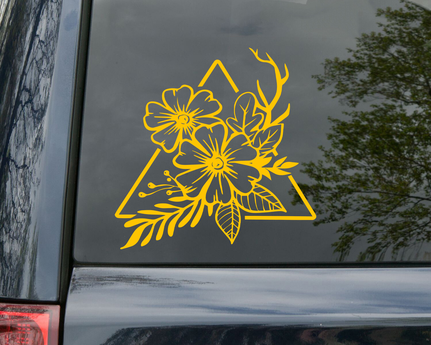 Flower Triangle Custom Vinyl Stickers | Pretty Floral Geometric Design gallery