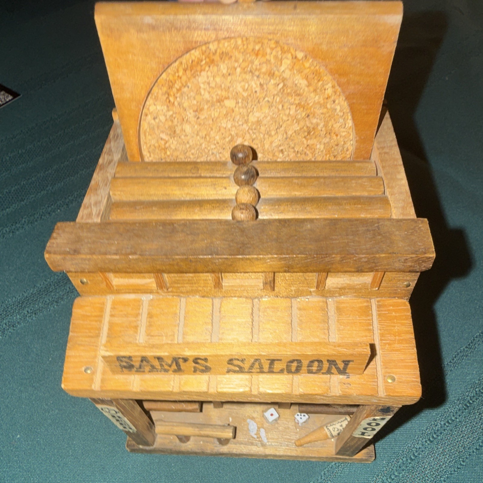 Enesco Sam's Saloon 6pc Round Wood & Cork Coaster Set w/ Holder, Western gallery
