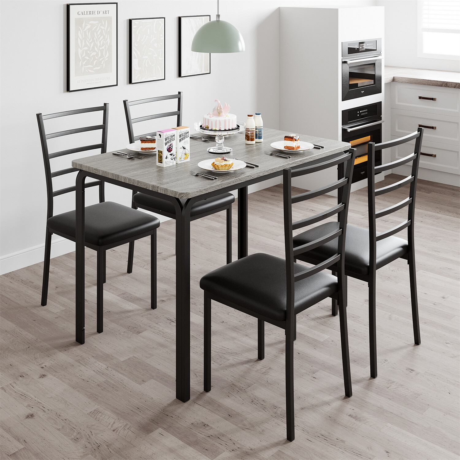 ☑️Dining Table Set for 4 Table and Chairs Upholstered Seat Dinette Furniture gallery