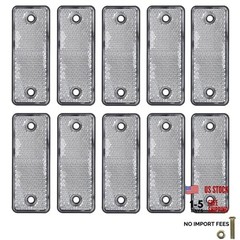 White Screw-On Rectangular Reflectors for Mailbox – 10 Pack