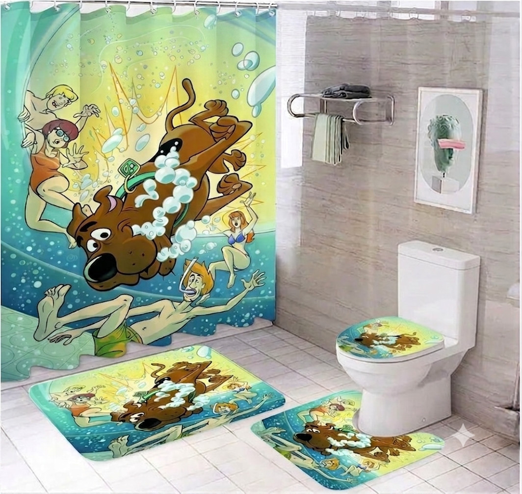 Football Scooby-Doo Playing Soccer Bath Set (Shower Curtain & 3 Mats Combo) gallery