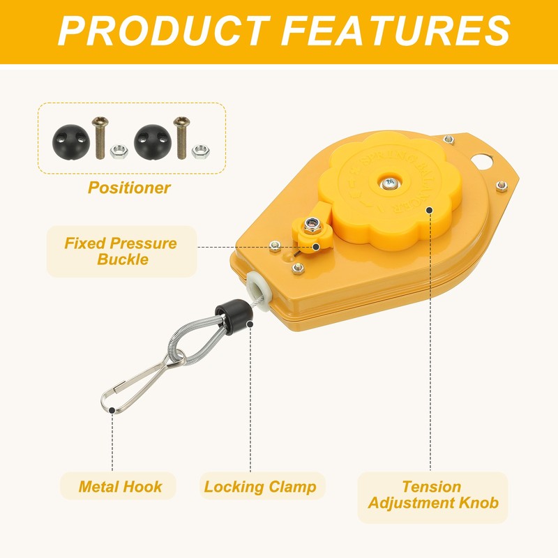 6.6-11lbs Retractable Spring Balancer 9.1 Feet Adjustable Spring Tool Yellow gallery