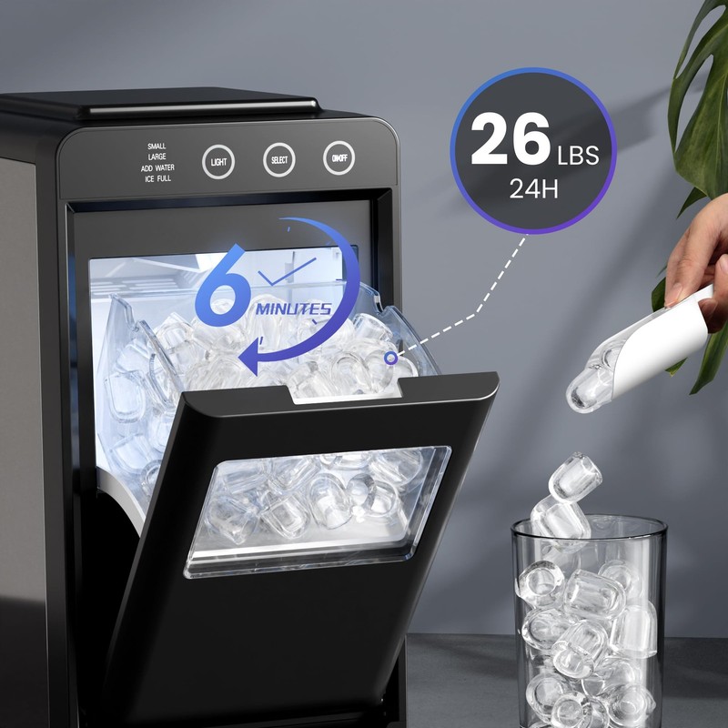 Electactic Ice Makers Countertop,26Lbs/24H,8Pcs in 6Mins,Portable Ice Maker gallery