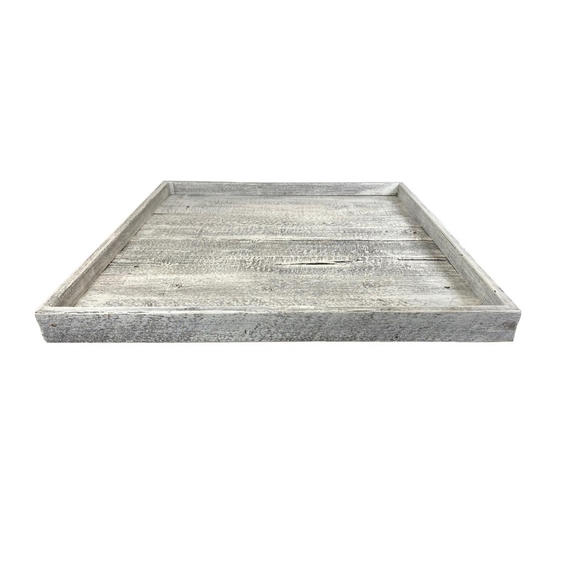 Rustic Farmhouse Decorative Reclaimed Wooden Ottoman Organizing Serving Tray gallery