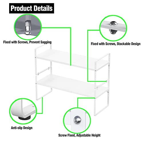 Expandable Kitchen Cabinet Storage Shelf, Stackable Metal Pantry Storage gallery