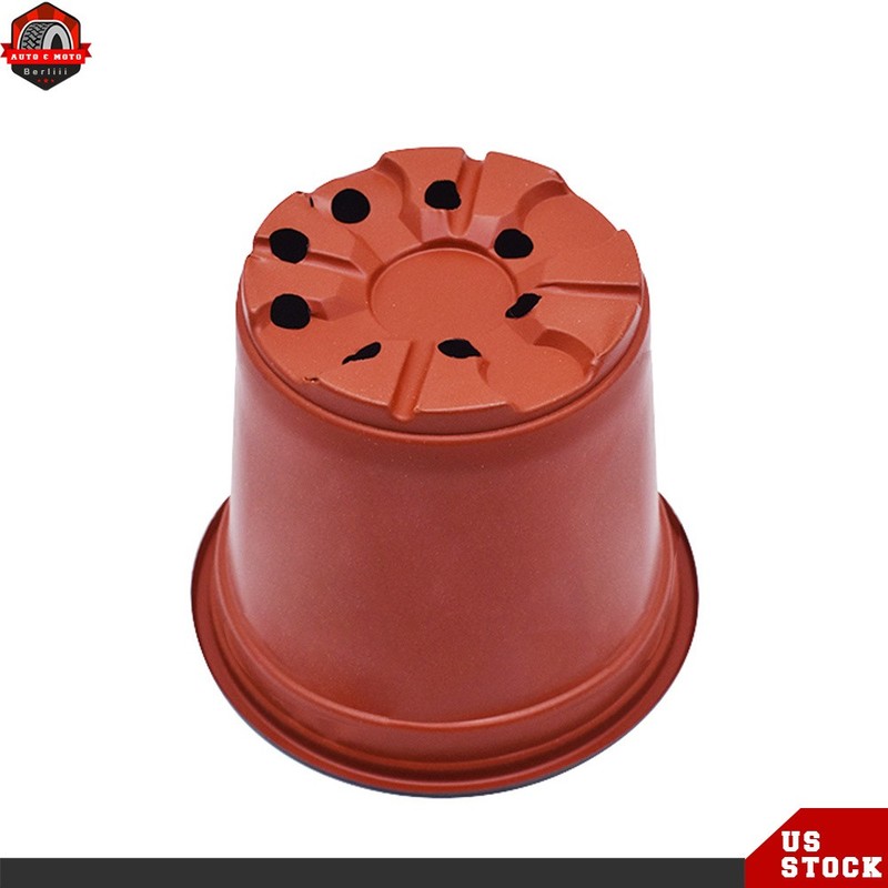 100 Pack High Quality Black Red Stackable Plastic Plant Flower Pot Nursery Pot gallery