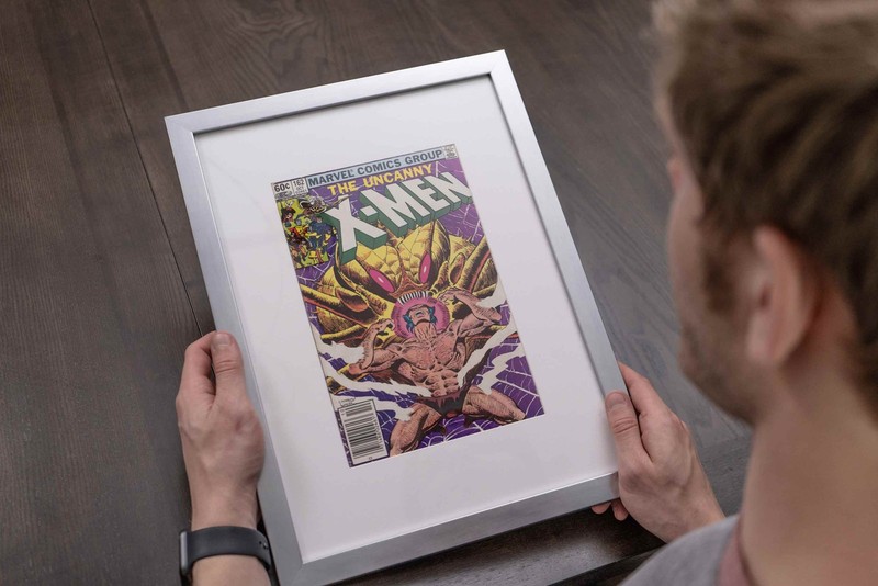 White Comic Book Frame w/ Black Mat To Display 8 Bronze Age Comics Horizontally gallery