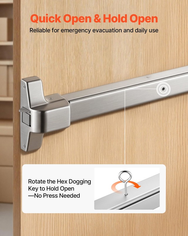Push Bar Panic Exit Device, 31" Stainless Steel Commercial Panic Bar for Exit Do gallery