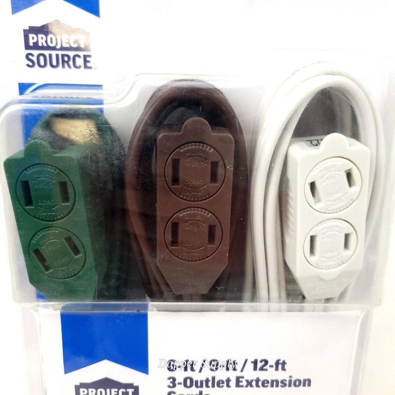 Project Source 3-Outlet Extension Cords 6, 9 & 12 Ft Ext Cords 0406109 gallery