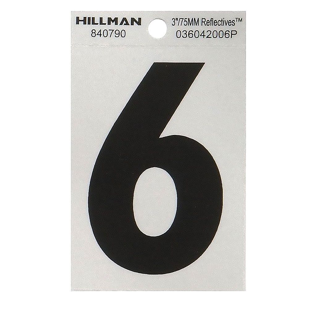 Hillman 3-In. Adhesive Black & Silver House Number 6 gallery