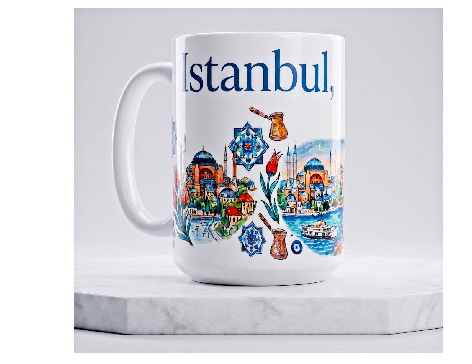 Mug - Istanbul Turkiye - Ceramic - 15oz - Hot or Cold gallery