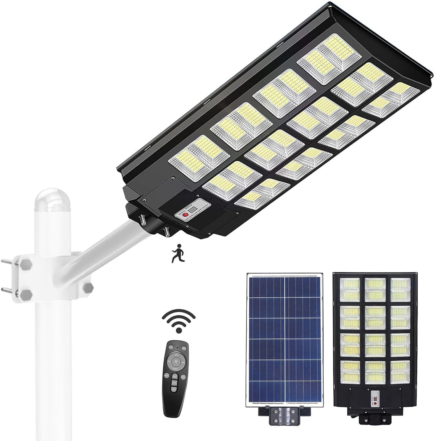 99000000LM 5000W Commercial LED Solar Street Light Dusk to Dawn Road Lamp +Pole gallery