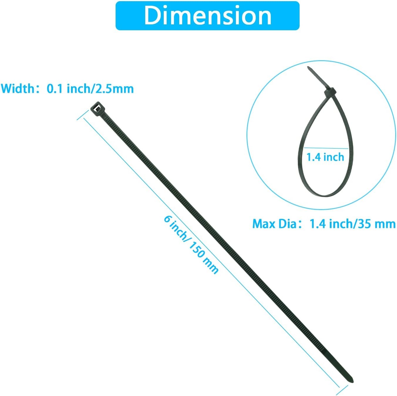 Armpow6Inch1000PCS18LbsNylonZipTieUVResistantCableTie gallery