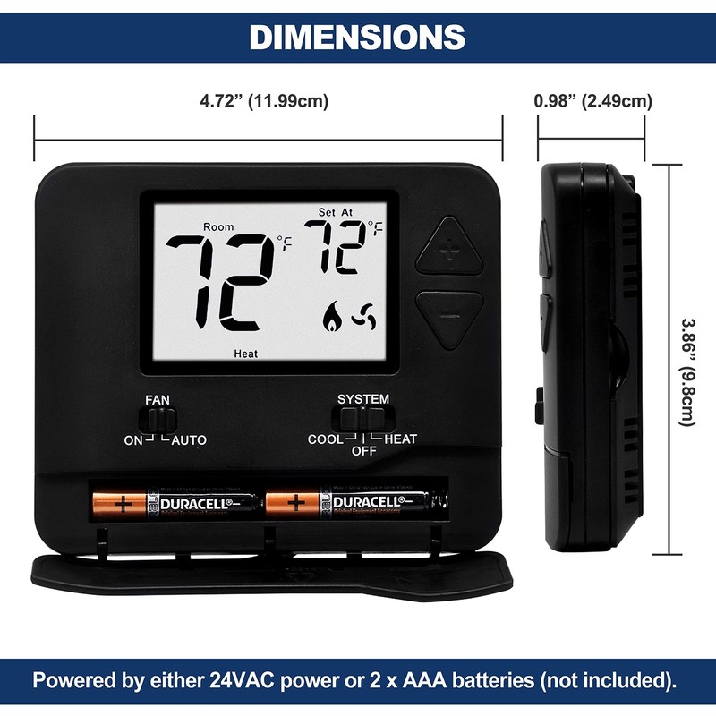 Non-Programmable Digital Thermostat for Home, up to 1 Heat/1 Cool with Large ... gallery