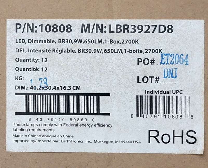 EARTH BLUB LED BR30 65W 9 WATTS DIMMABLE SOFT WHITE (Case of 12 Blubs) gallery