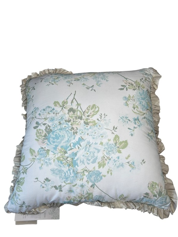 NEW Shabby Chic Down Alternative Decorative Pillow Blue Beige Gray Floral NWT gallery