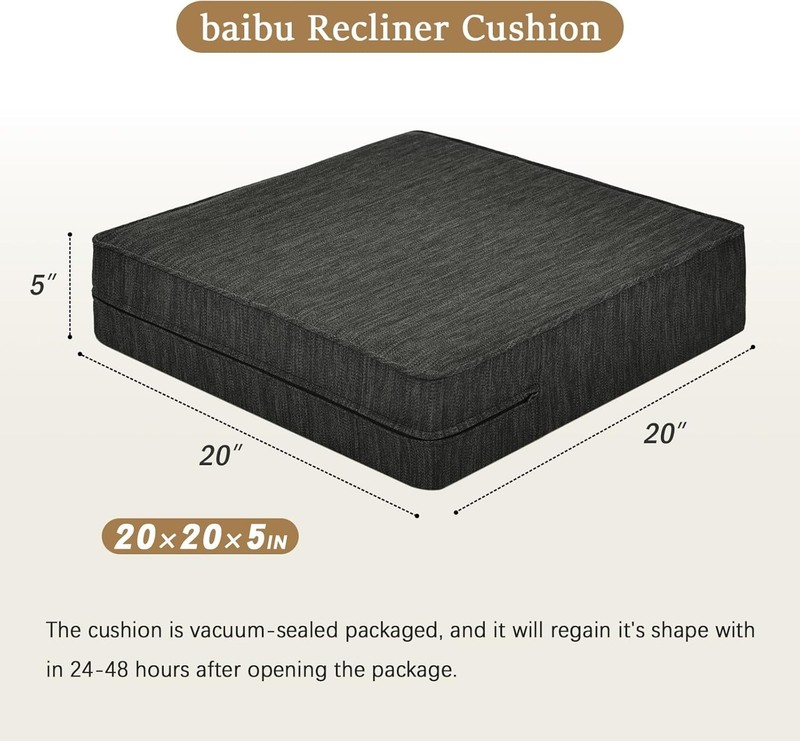 Extra Large Dual-Layer Gel Memory Foam Recliner Cushions for Elderly, 20X20X5 In gallery