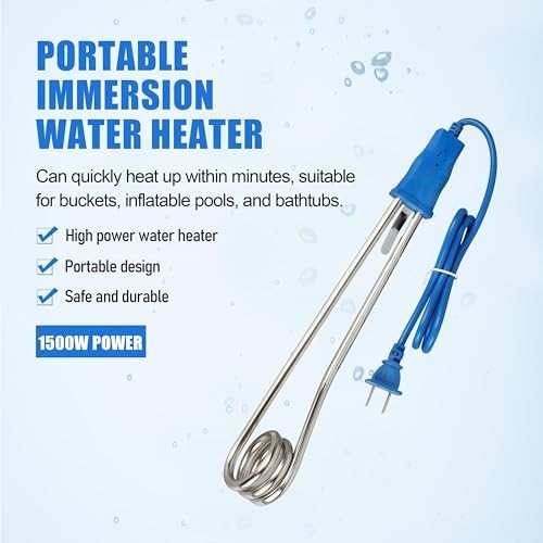 Portable Electric Immersion Water Heater 1500W/1000W Submersible 110V gallery