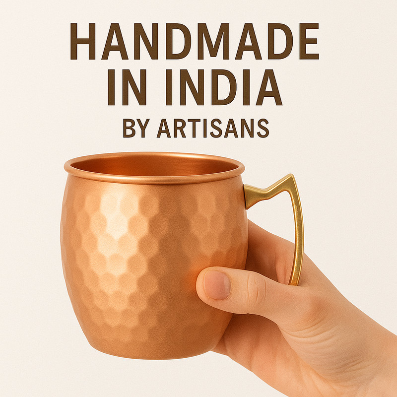 100% Handmade 16oz Solid Copper Mule Mug – Barrel Shaped Mug with Brass Handle gallery