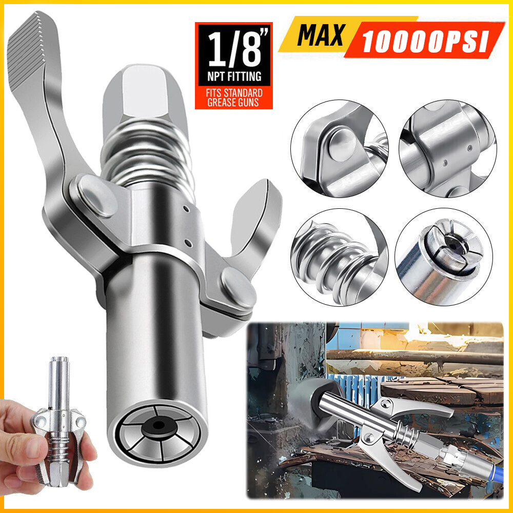 High Pressure 10000PSI Grease Gun Coupling Coupler End Fitting 1/8”NPT Kit gallery