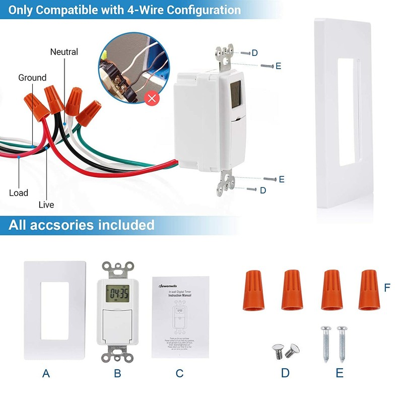DEWENWILS 7 Day Programmable In Wall Timer Switch for Lights & Fans ETL gallery