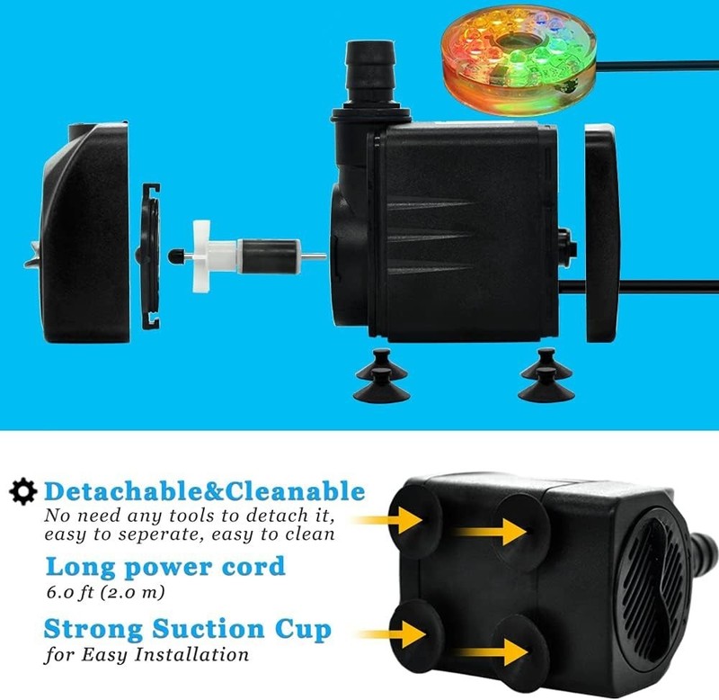 Automatic LED Light Fountain Pump - 10W Submersible with Adjustable Water Flow gallery