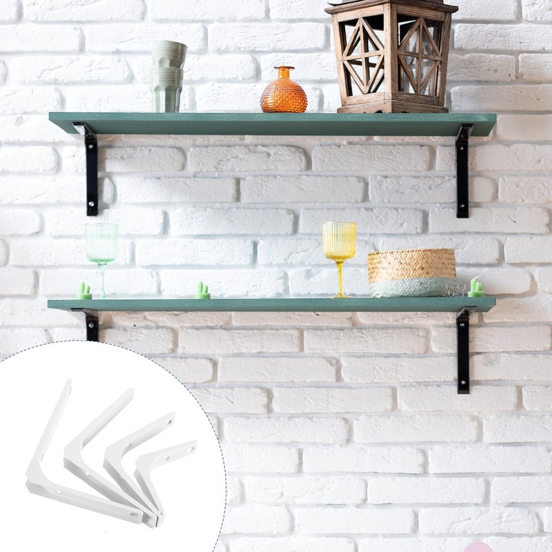 2Pcs Floating Shelf Brackets 5 x 6 Inch Heavy Duty Wall Shelf Supports White gallery