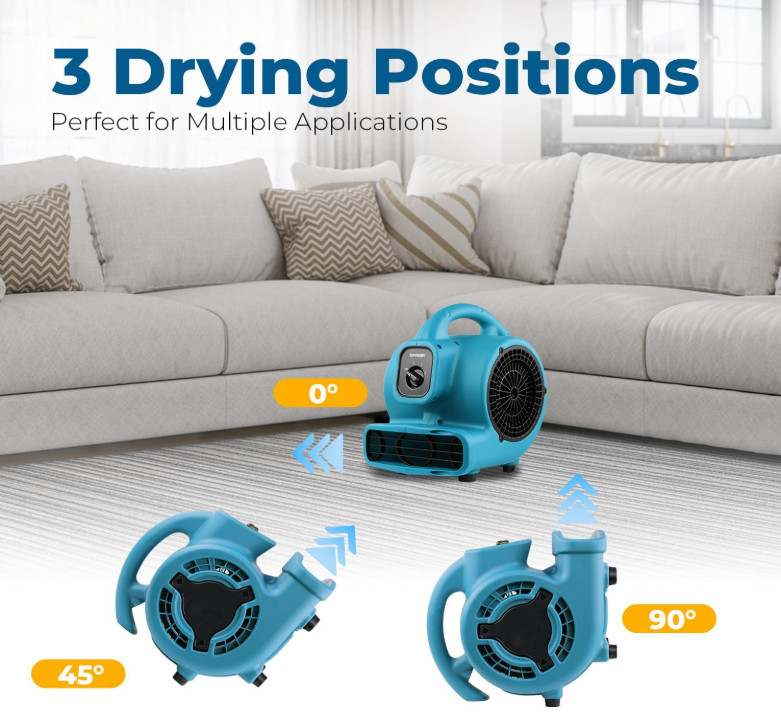 P-80 Mini Air Mover Fan, 600 CFM, Drying, Cooling, Ventilating, Stackable, Home gallery