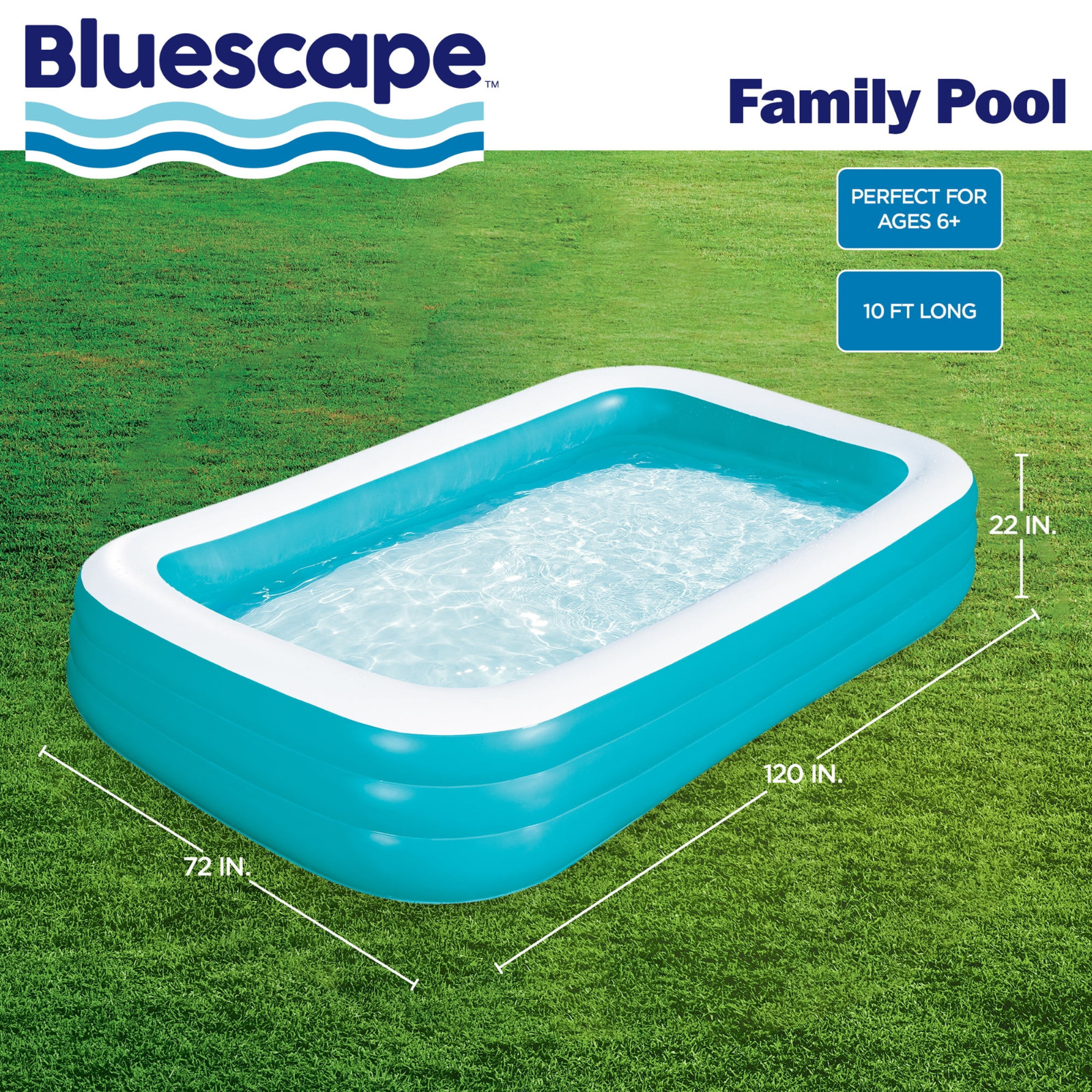 Inflatable Family Pool 120"x72"x22" Rectangular - POOL ONLY gallery