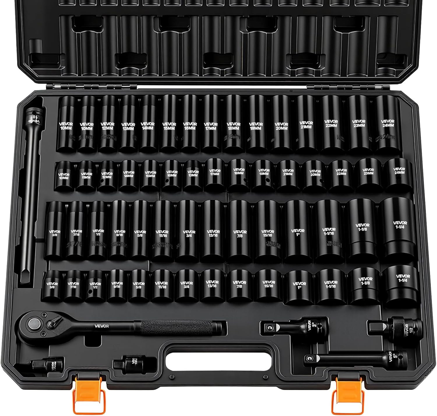 1/2" Drive Impact Socket Set, 65 Piece Socket Set SAE 3/8" to 1-1/4" and Metric gallery