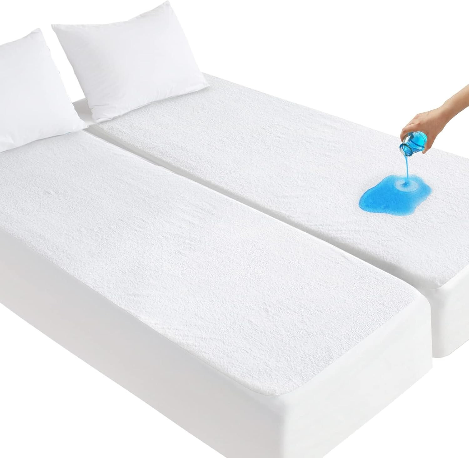 Terry Split King Mattress Protector Pad Cover for Adjustable Bed Fitted up-14'' gallery