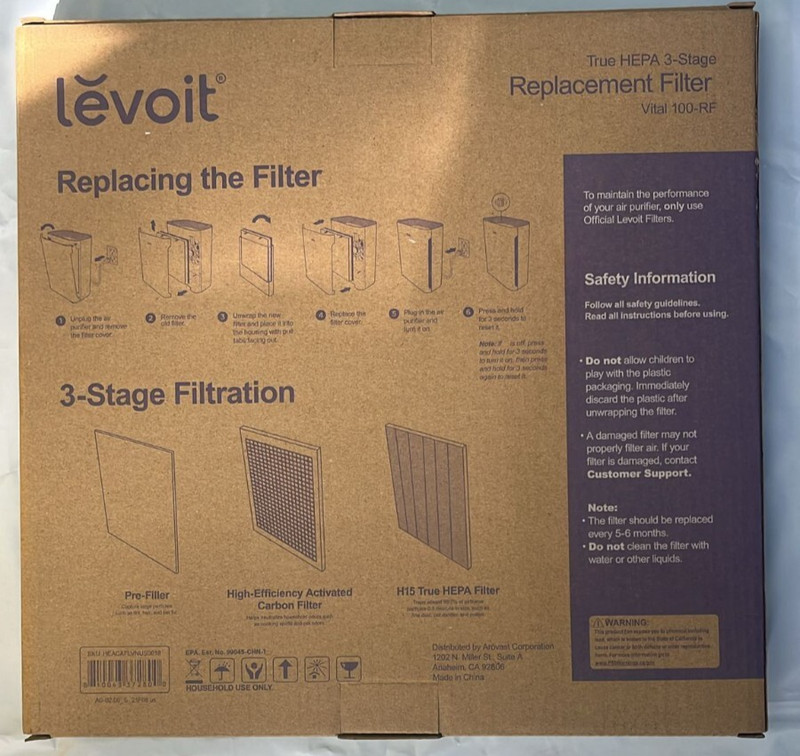 Levoit 3-Stage Replacement Filter True Hepa Vital 100-RF NEW/ sealed gallery