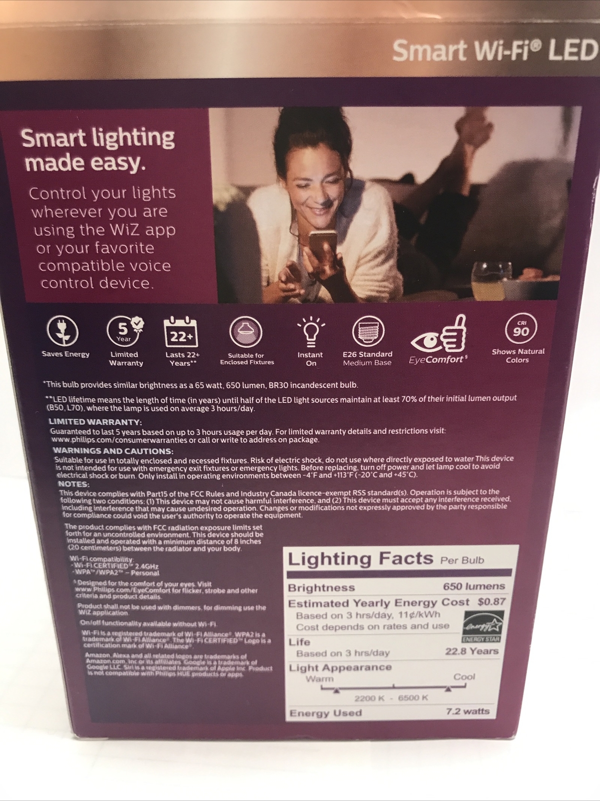 Philips Smart Wireless 65-Watt LED BR30 Floodlight Bulb Color Changing Dimmable gallery