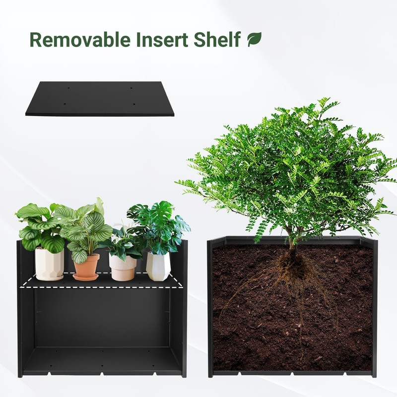 Metal Planter Box 36 x 12 26 Rectangular Drainage Black Toriexon Large Window gallery