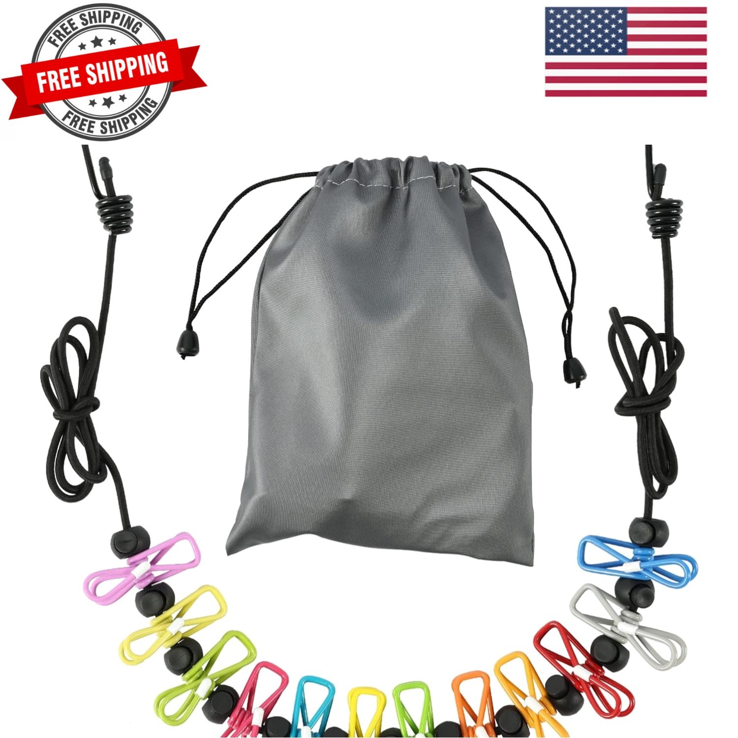 Retractable Portable Clothesline for Travel, Clothing line with 12 Clothes Cl... gallery