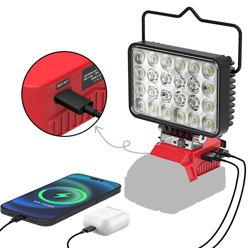 72W LED Work Light Compatible with Milwaukee 18V Battery 7200LM Flashlight USB gallery