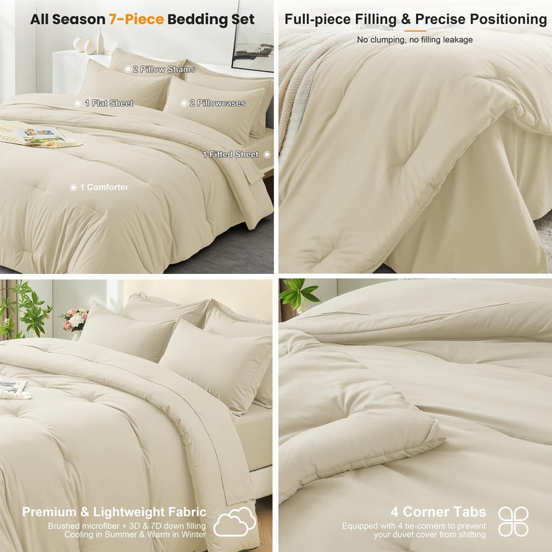 Easthome Queen Comforter Set 7 Piece - Soft Bed in a Bag Queen Size Comforter Se gallery