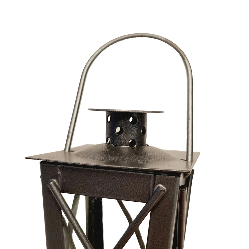 Lantern with Hanging Hook Stand Brushed Nickel Iron | Tealights and Votives gallery