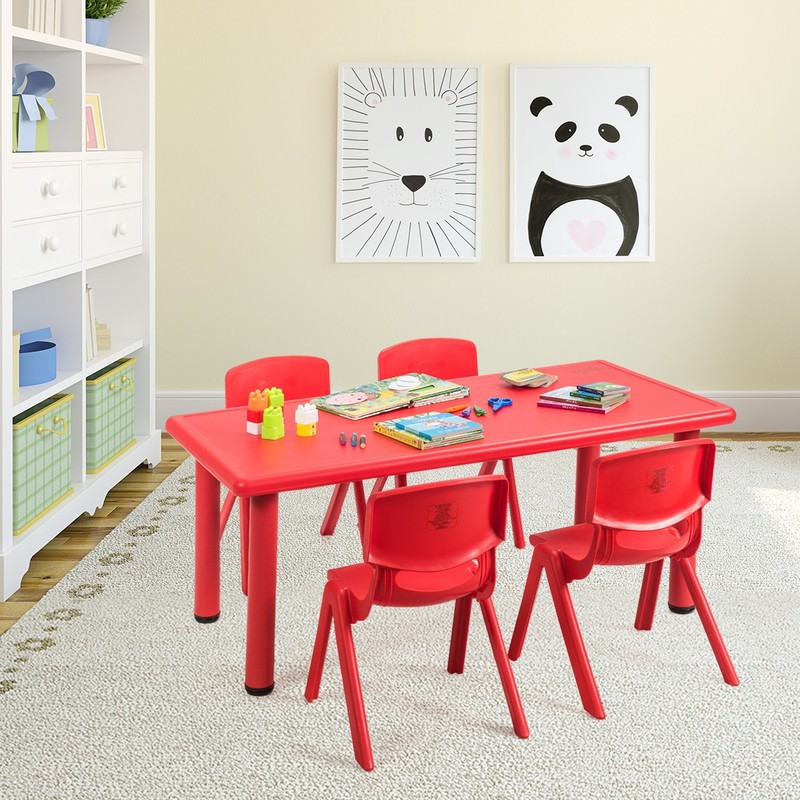 Costway Kids Plastic Rectangular Learn Play Table Playroom Kindergarten Home Red gallery