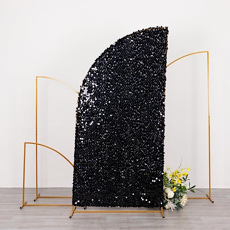7 ft BLACK Double Sided Big Payette Sequin Half Moon Arch STAND COVER Party gallery