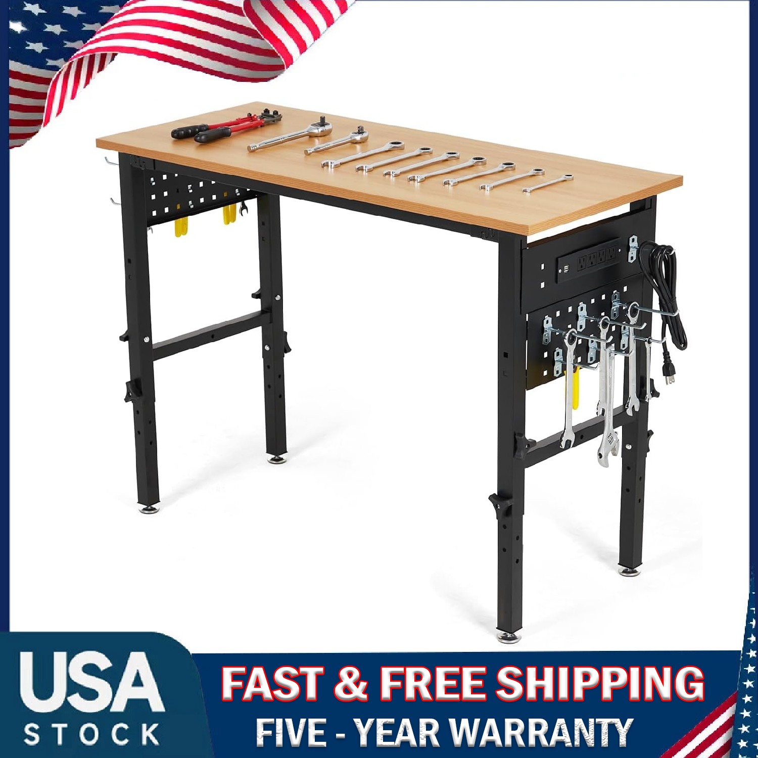 48" Adjustable Height Workbench ,2200LBS Load Heavy-Duty Work Bench Table Garage gallery