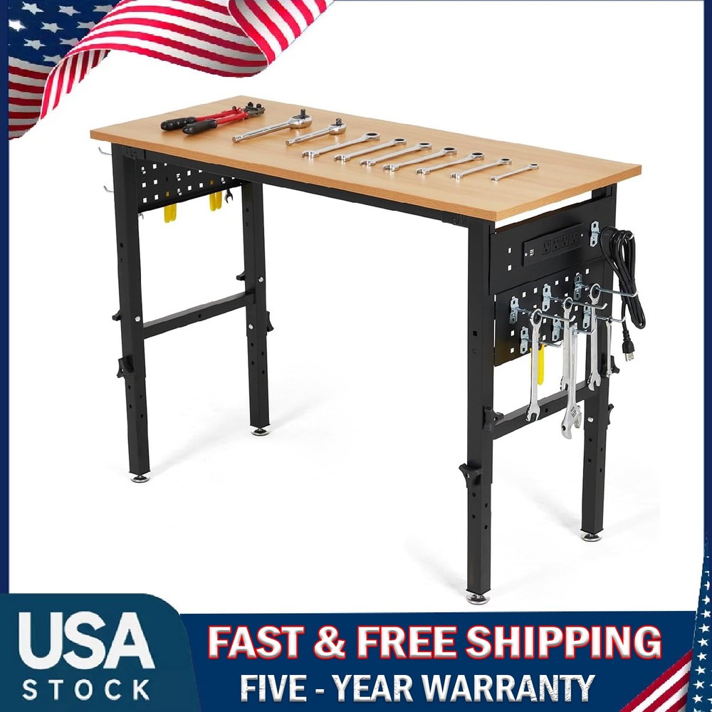 48" Adjustable Height Workbench ,2200LBS Load Heavy-Duty Work Bench Table Garage